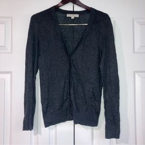 LOFT Black Small Button Up Long Sleeve Cardigan Cotton & Modal